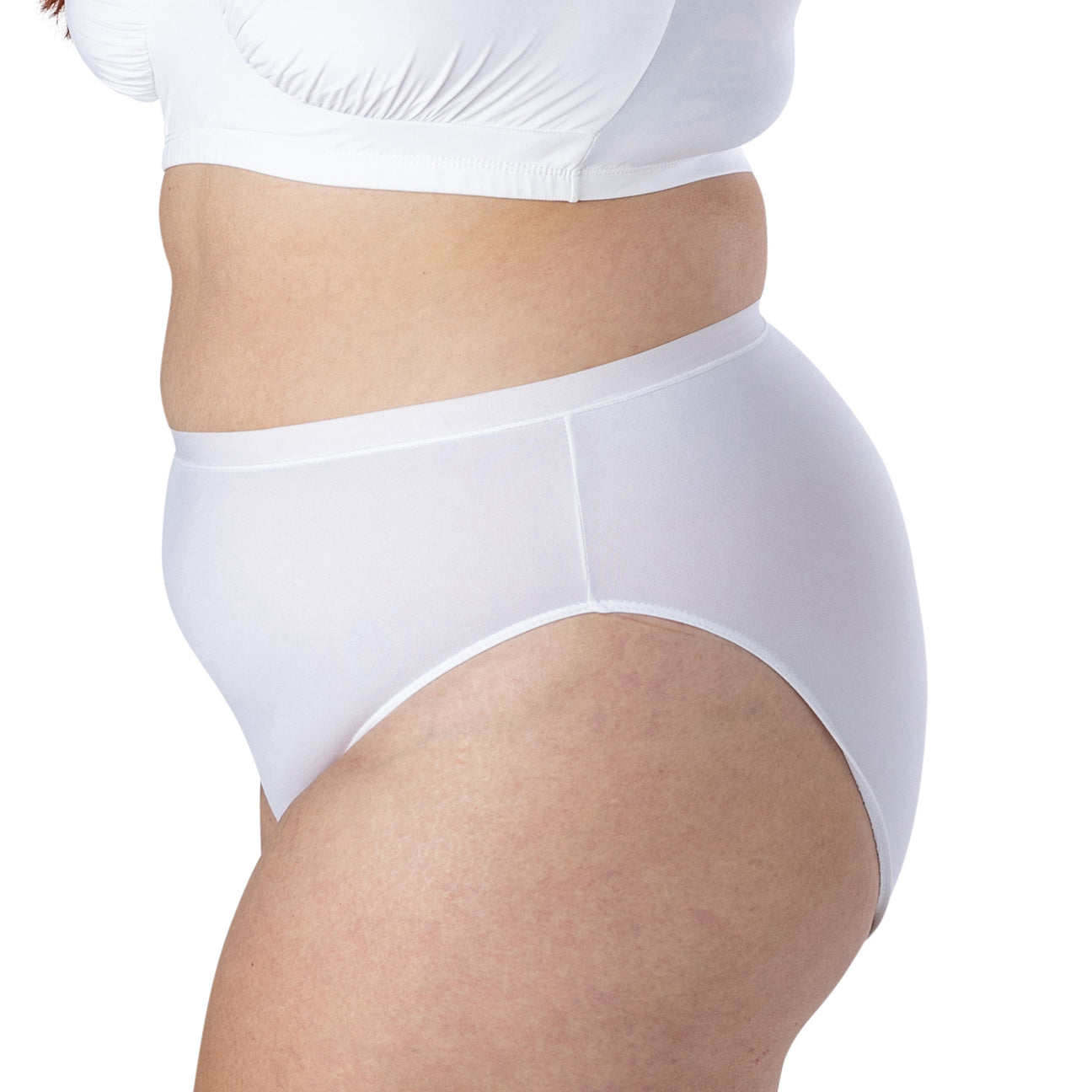 Elita Women's Full High Cut Soft Cotton Panty, White, Large at