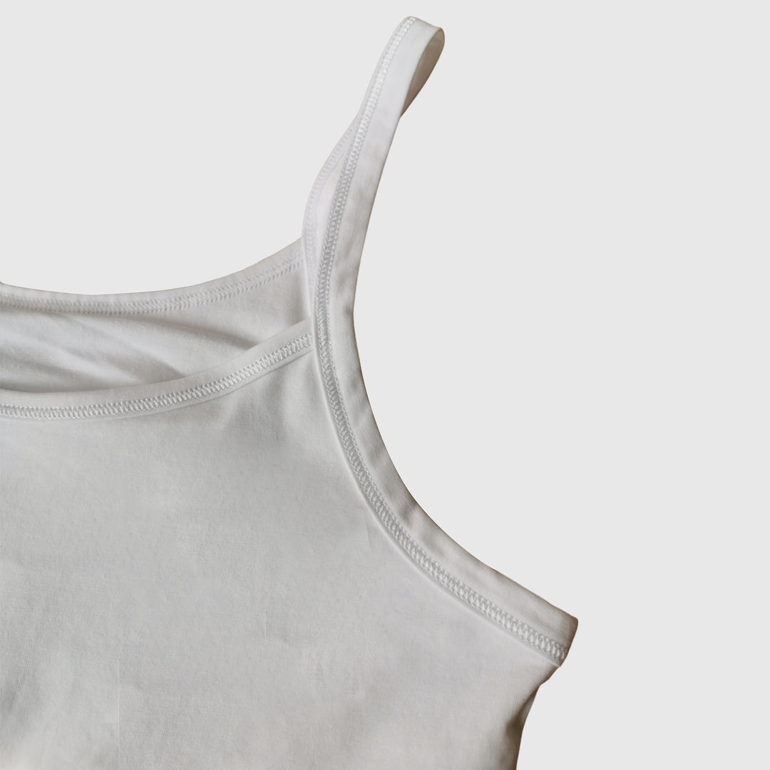 Woman's Cotton Thin Strapped Camisole with Built-in Shelf Bra